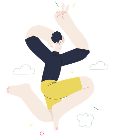 Boy dancing and jumping  Illustration