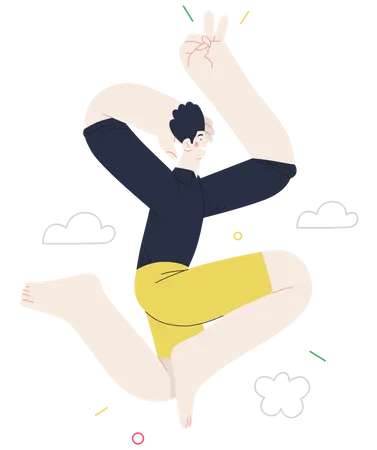 Boy dancing and jumping  Illustration