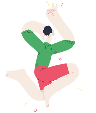 Boy dancing and jumping  Illustration