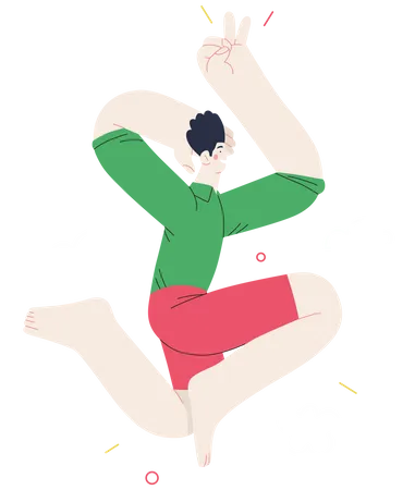 Boy dancing and jumping  Illustration