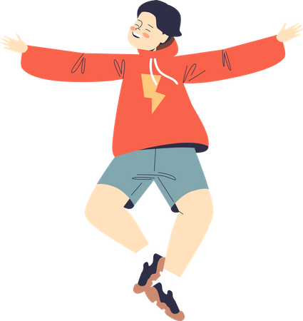 Boy dancing and jumping joyfully Illustration