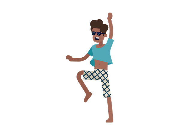 Boy dancing in beach party Illustration