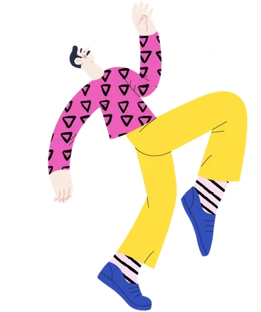 Boy dancing in happiness Illustration