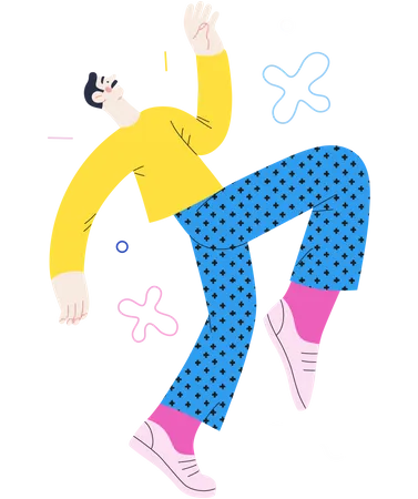 Boy dancing in happiness Illustration
