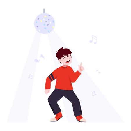 Boy dancing in party  Illustration