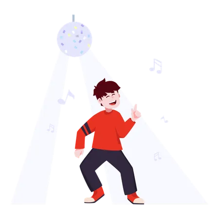 Boy dancing in party  Illustration