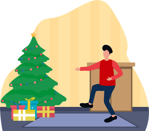 Boy dancing on Christmas  Illustration