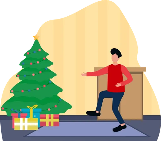 Boy dancing on Christmas  Illustration