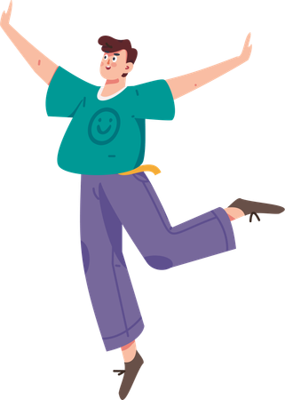 Boy dancing with joy  Illustration