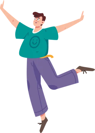 Boy dancing with joy  Illustration