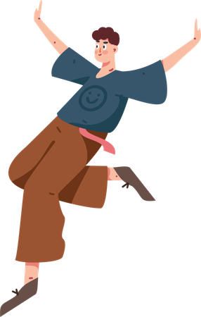 Boy dancing with joy  Illustration