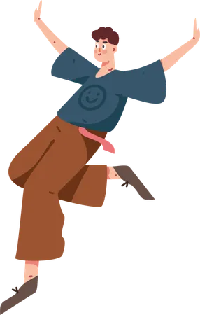 Boy dancing with joy  Illustration