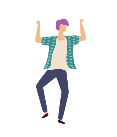 Boy dancing with raising hands  Illustration