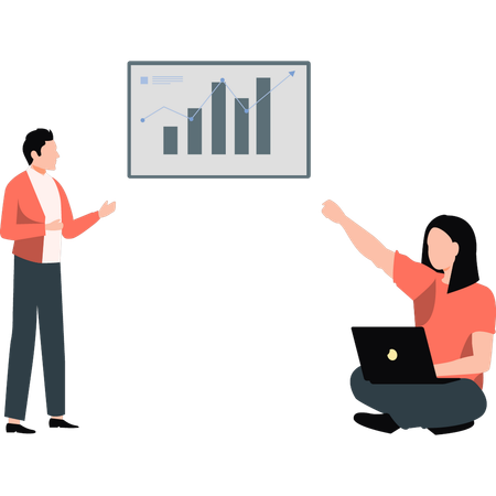 Boy defining analytical graph  Illustration