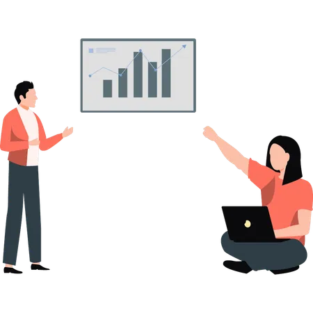 Boy defining analytical graph  Illustration