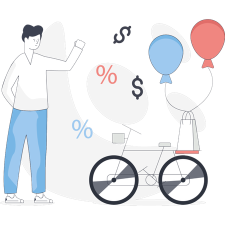 Boy  deliver parcel with balloon  Illustration