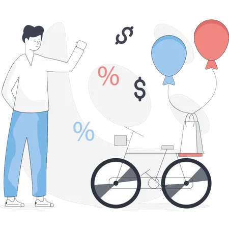Boy  deliver parcel with balloon  Illustration
