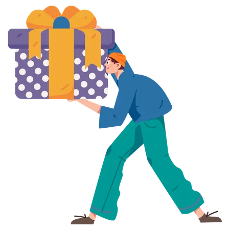 Boy delivering christmas gift  Illustration