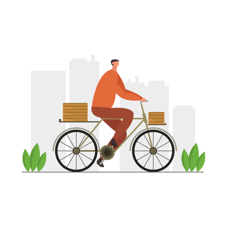 Boy Delivering Goods  Illustration