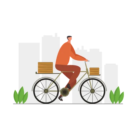 Boy Delivering Goods  Illustration