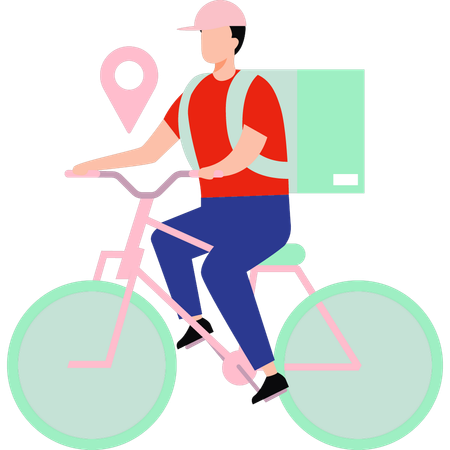 Boy delivering parcel on bicycle  Illustration