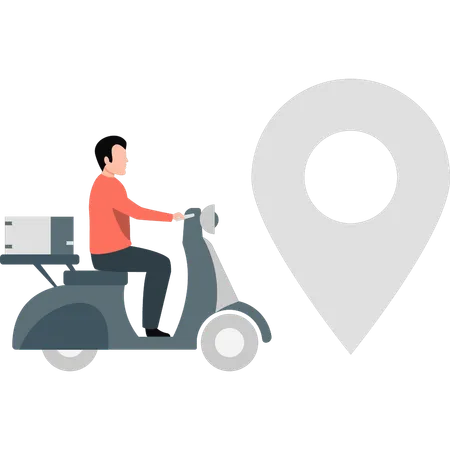 Boy delivering the parcel to location  Illustration