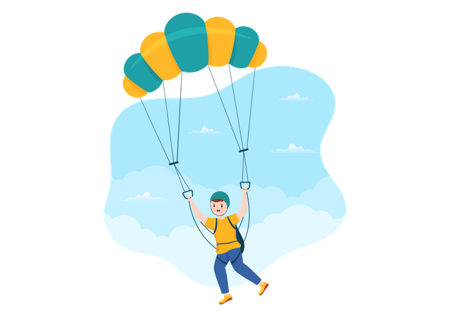 Boy deploys parachute  Illustration