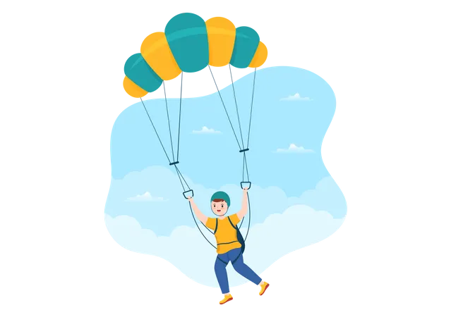 Skydiving Illustration With Skydivers Use Parachute And Sky Jump For Outdoor Activities In Flat Extreme Sport Cartoon Hand Drawn Templates Illustration