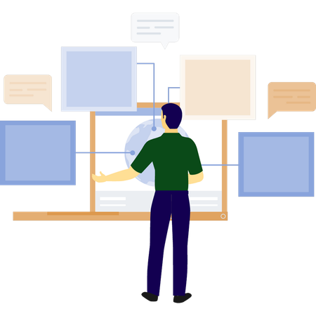 Boy describe financial presentation  Illustration