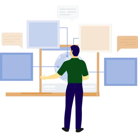 Boy describe financial presentation  Illustration