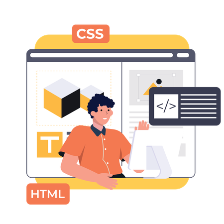 Boy designing website  Illustration