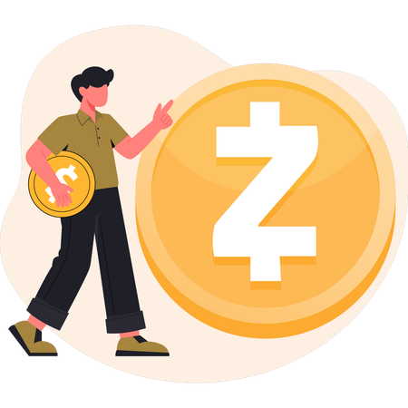 Boy discussing about zcash coin  Illustration