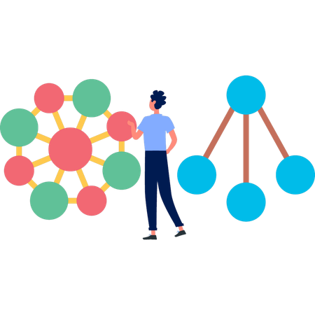 Boy discussing atom molecule  Illustration