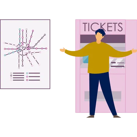 Ragazzo che visualizza la mappa grafica analitica  Illustration