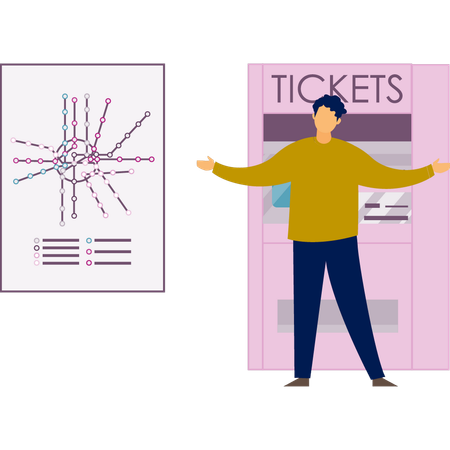 Boy displaying analytic graph map  Illustration