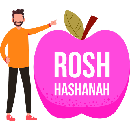 Boy displaying fruit for Rosh Hashanah  Illustration