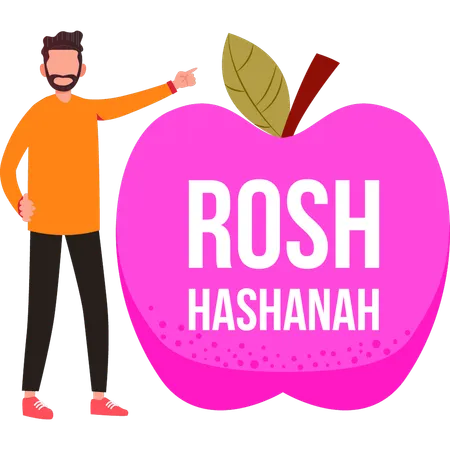 Boy displaying fruit for Rosh Hashanah  Illustration