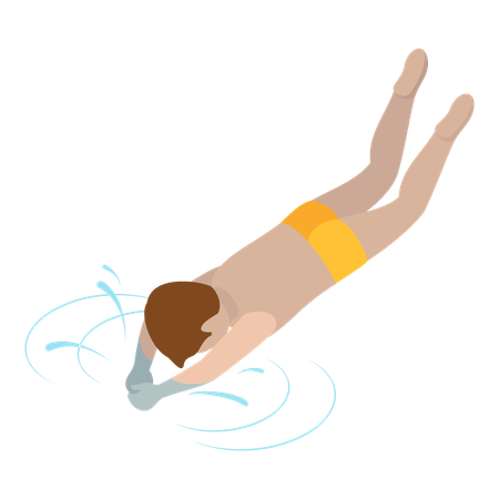 Boy diving in swimming pool  Illustration
