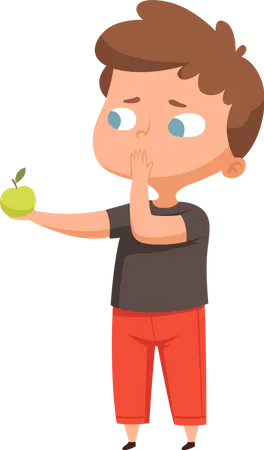 Boy do not like fruits  Illustration