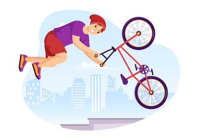 Boy do stunt with BMX bicycle  Illustration