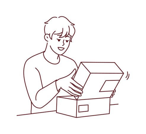 Boy do unboxing  Illustration