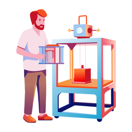 Boy doing 3d printing  Illustration