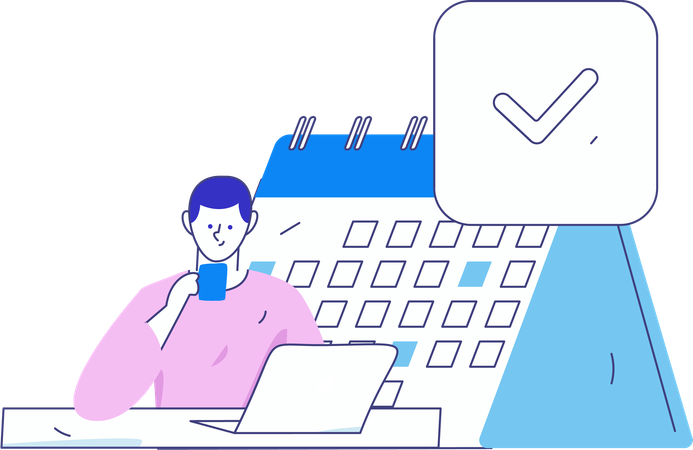 Boy doing agenda Management  Illustration