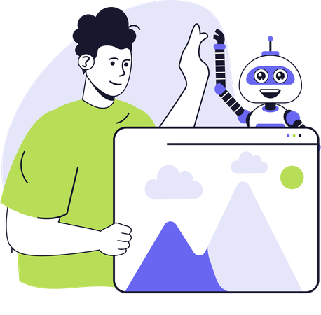 Boy doing ai painting  Illustration