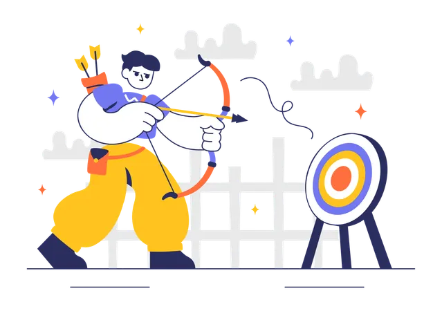 Boy doing archery sport  Illustration