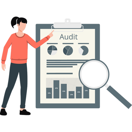 Boy doing audit data analysis  Illustration