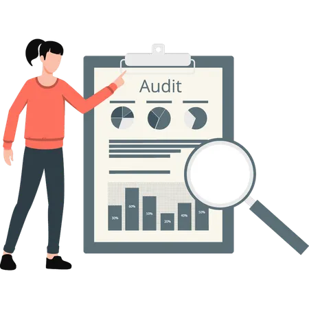 Boy doing audit data analysis  Illustration