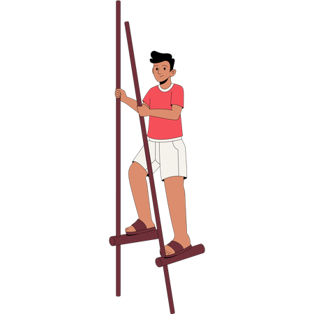 Boy Doing Balap Egrang  Illustration