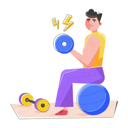 Get This Flat Illustration Of Ball Exercise Illustration
