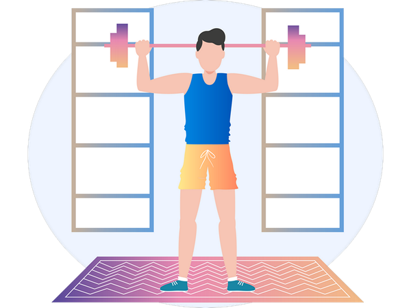 Boy doing barbell exercise  Illustration